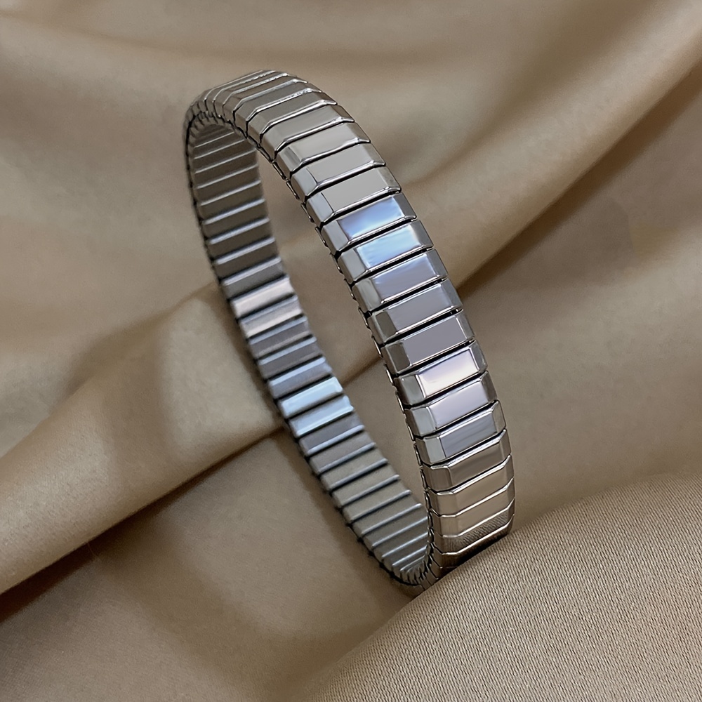 Classic 9MM Stainless Steel Elastic Stretch Bracelet